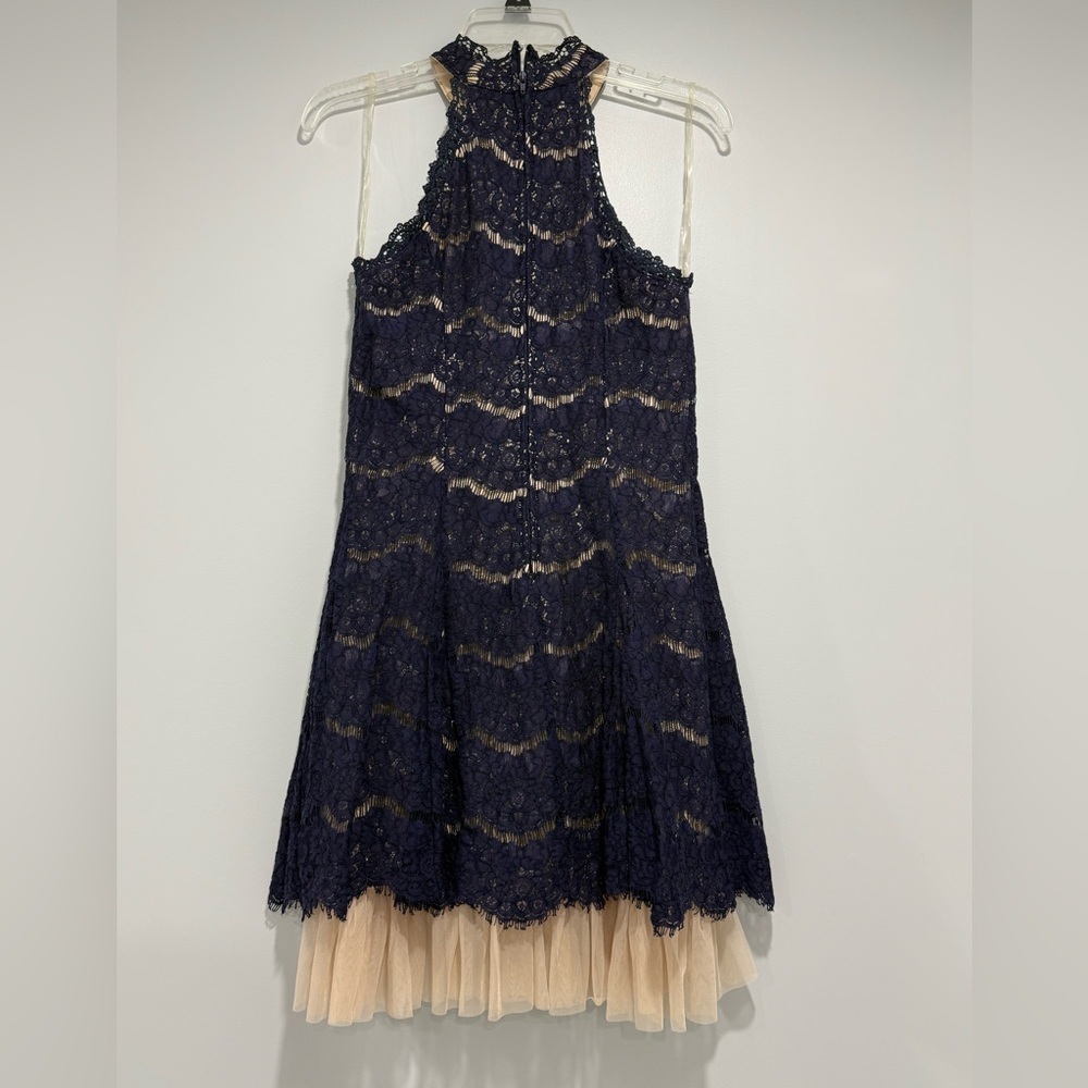 Francesca's Womens Navy Lace Dress with Nude Lining Size S - Picture 2 of 9